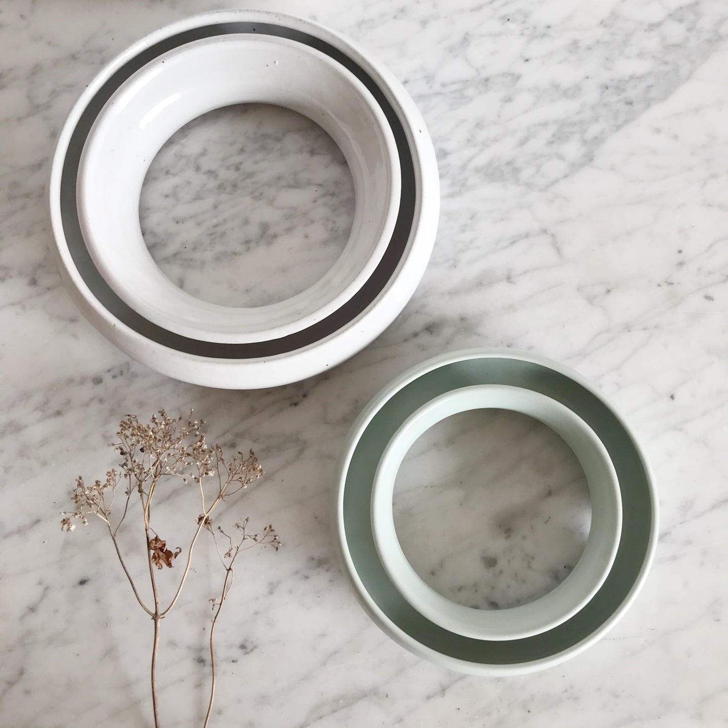 White Ceramic Floral Ring, Ikebana Vase