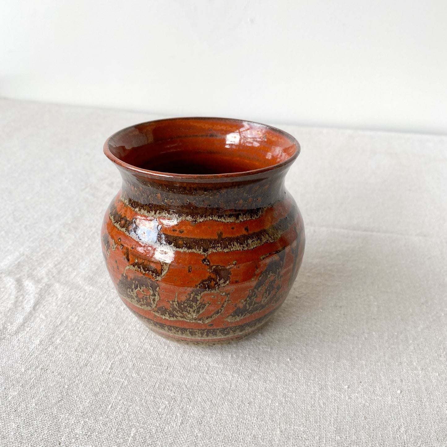 Vintage Rust + Brown Pottery Vase
