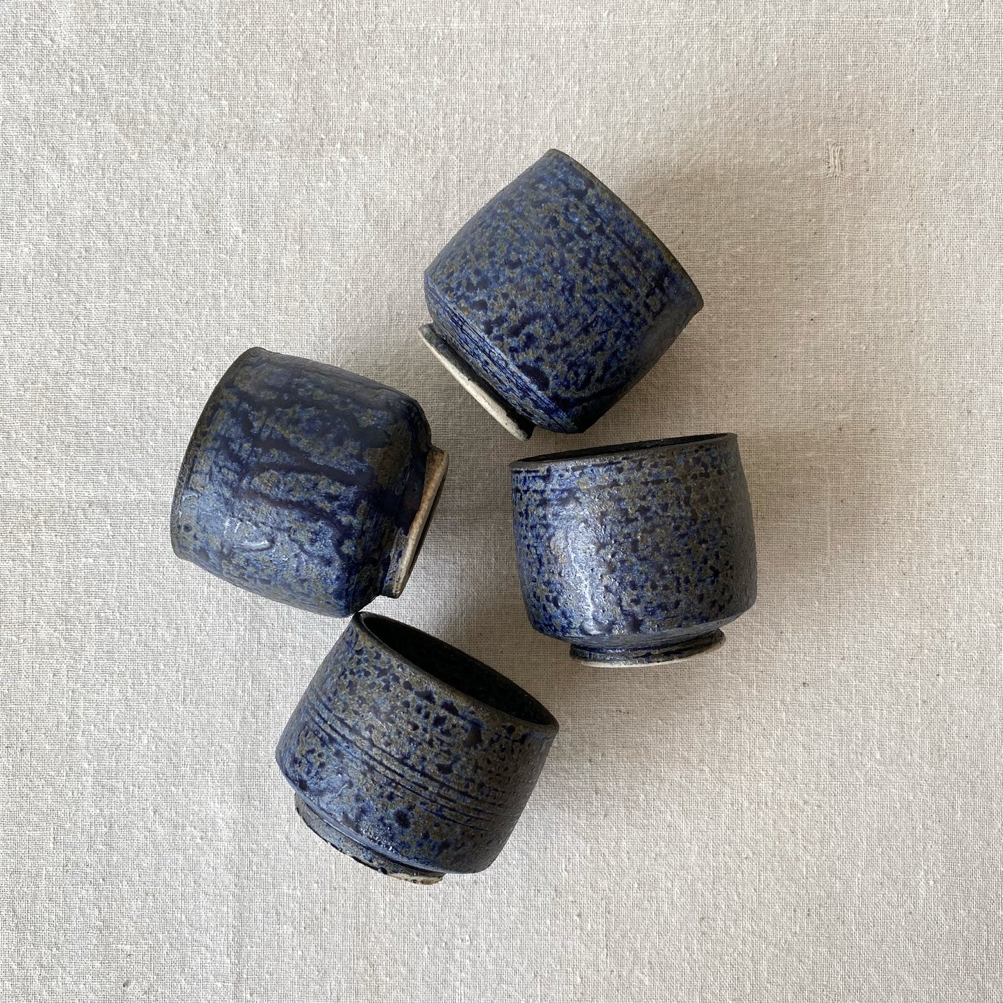 Set of 4 Vintage Pottery Cups, Ink