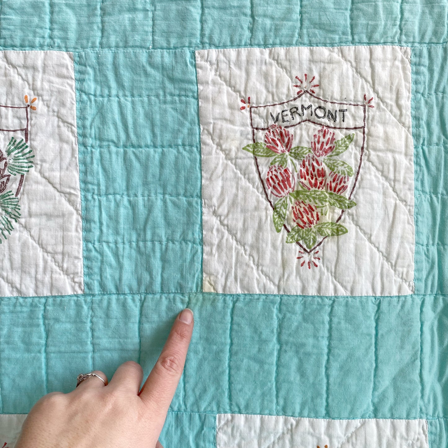 Vintage 48-State Flower Quilt (87" x 72")