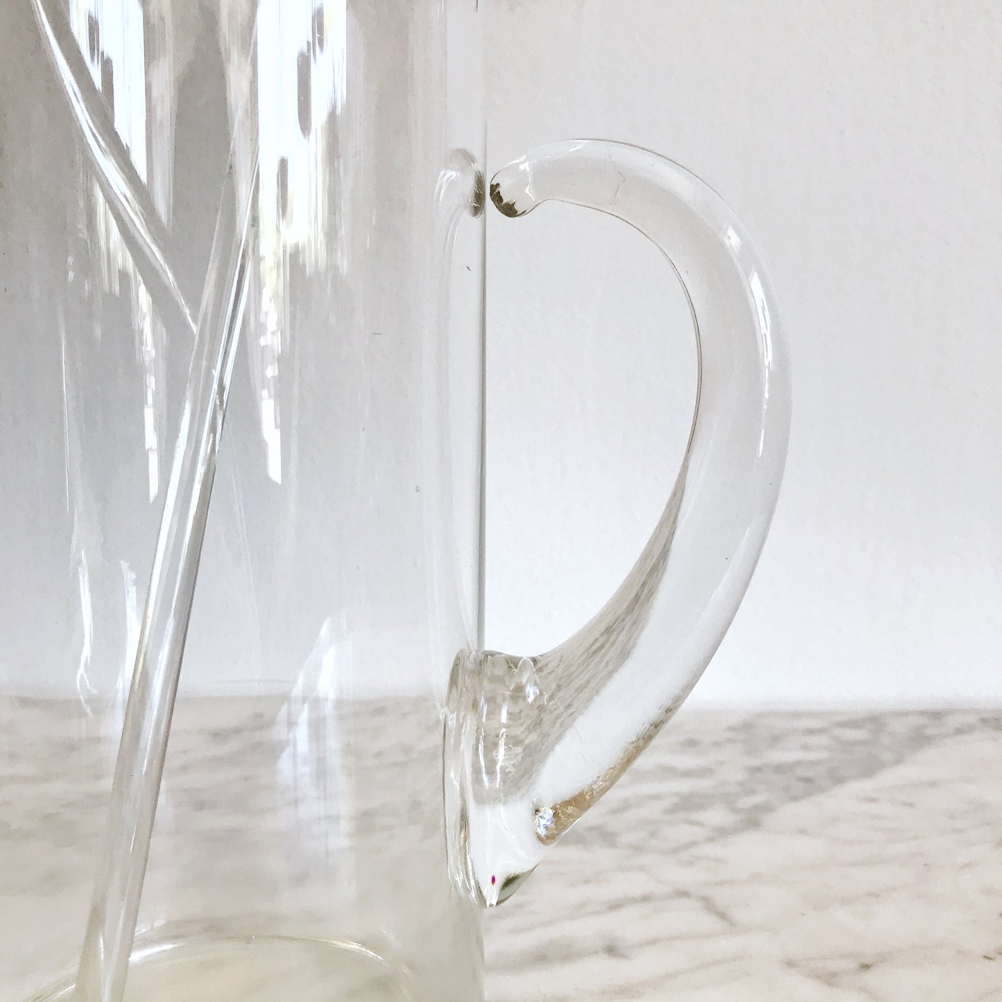 Extra Tall Vintage Glass Pitcher & Stir Stick