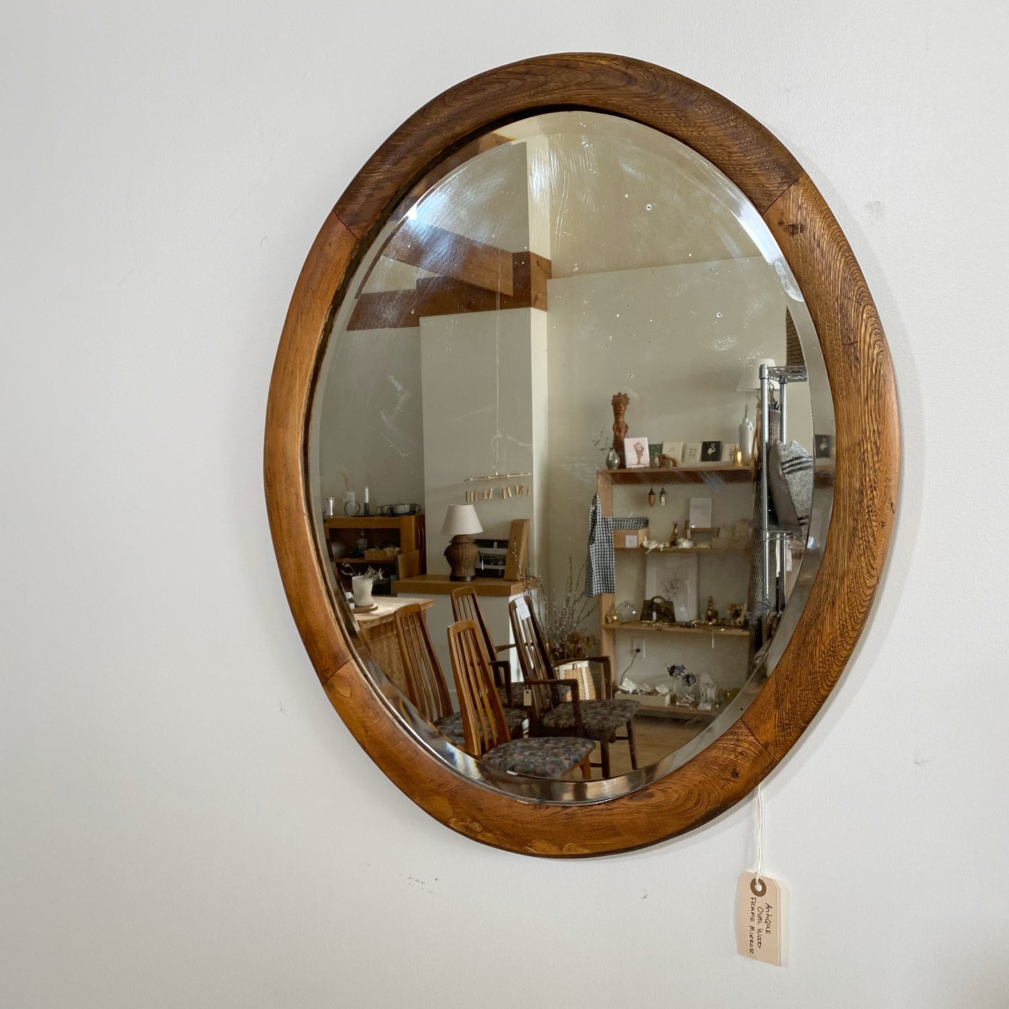 Antique Oval Wood Frame Mirror