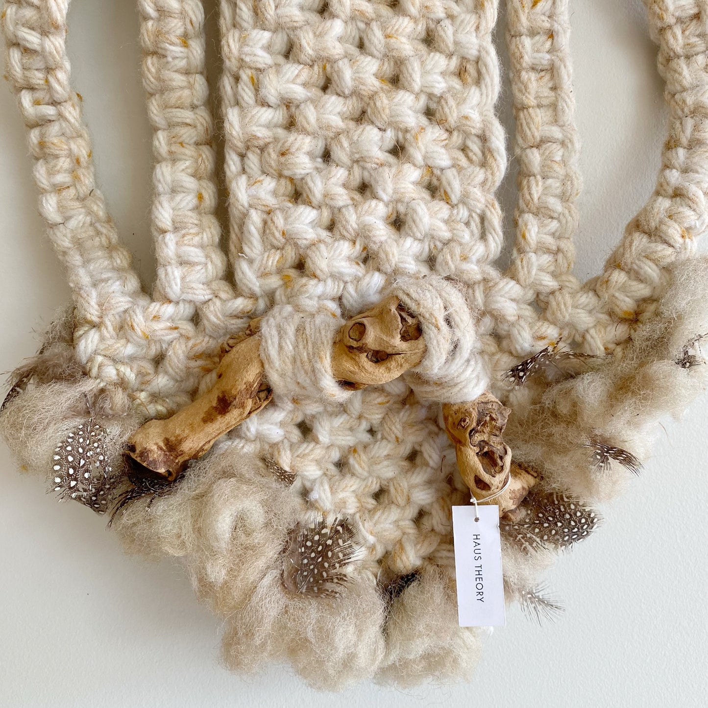 XL Vintage Macrame Owl, Oatmeal