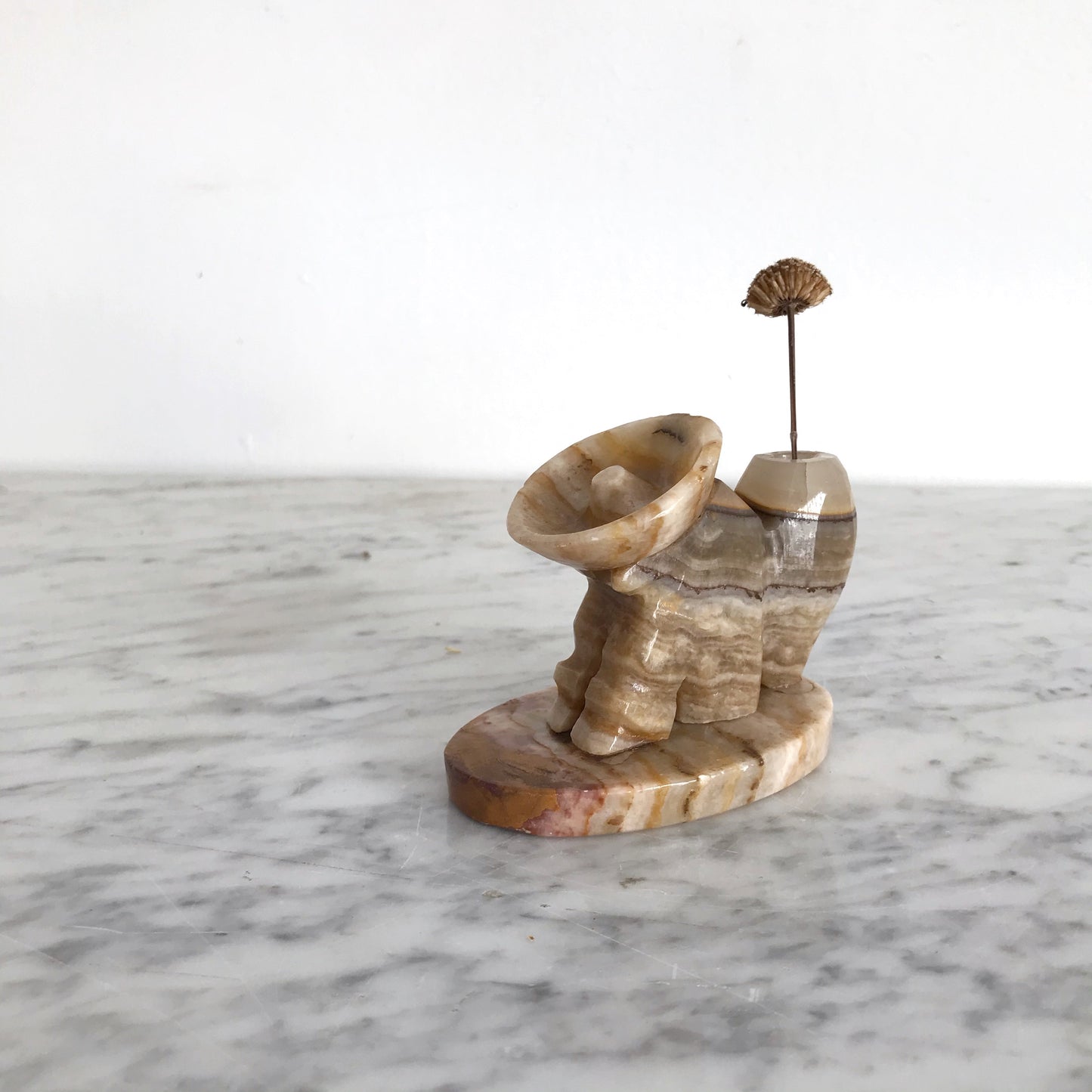 Vintage Onyx Figures / Dried Flower Vase