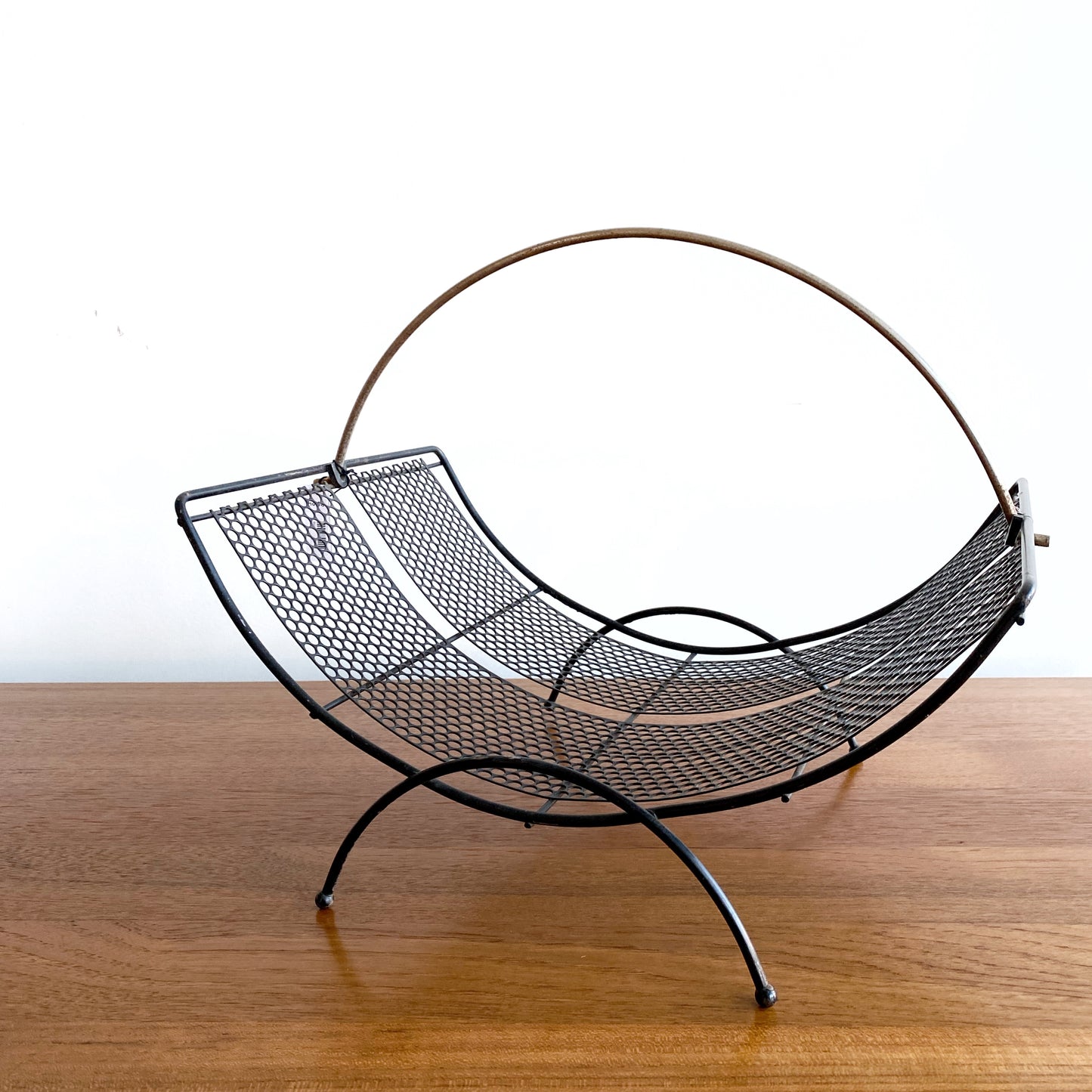 Vintage Atomic Ranch Wire + Mesh Magazine Rack