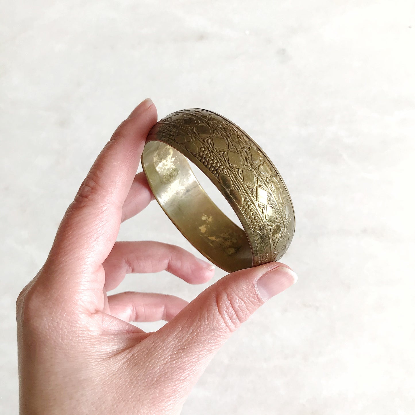 Vintage Textured Brass Cuff Bracelet