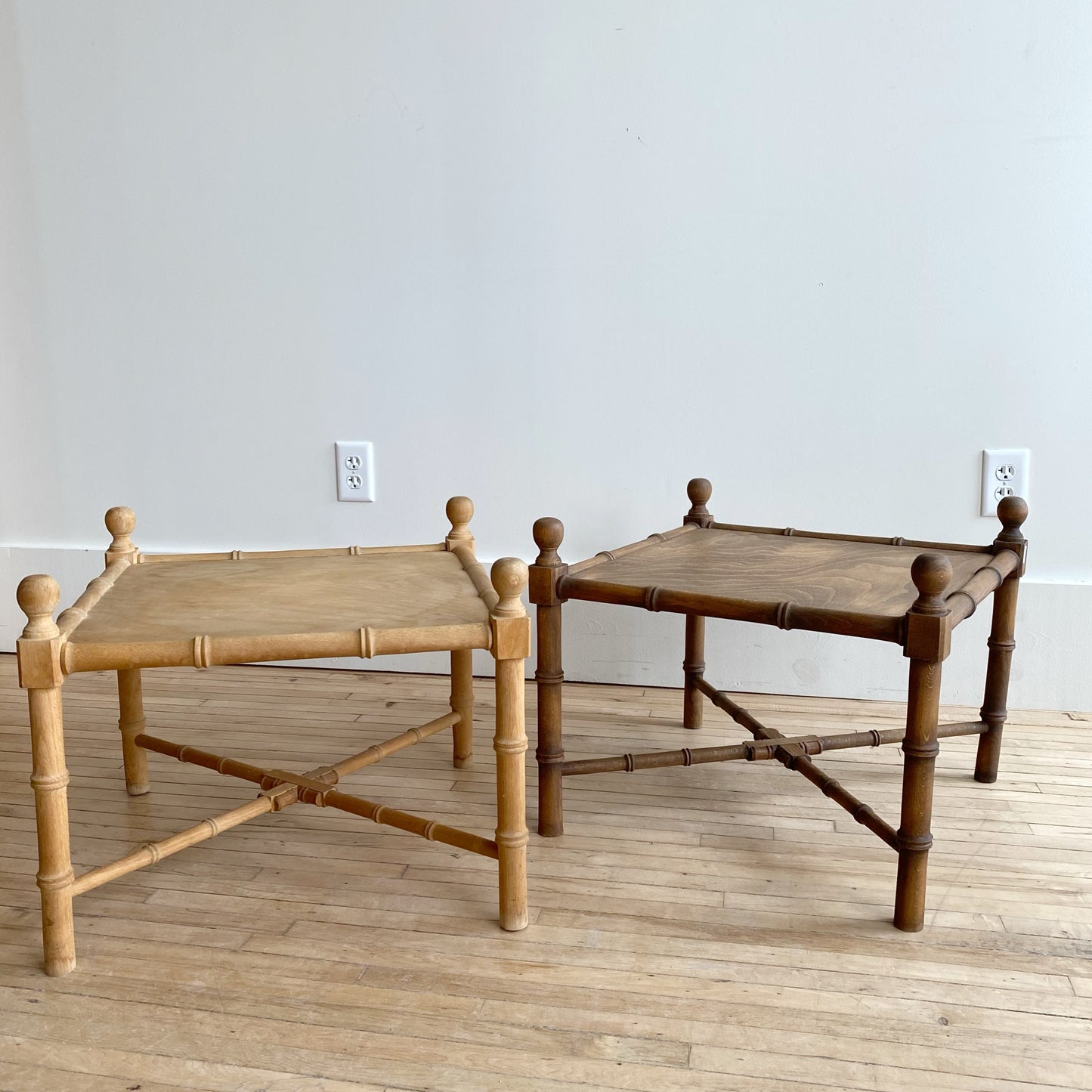Vintage Italian Faux-Bamboo Wood Side Table, Dark