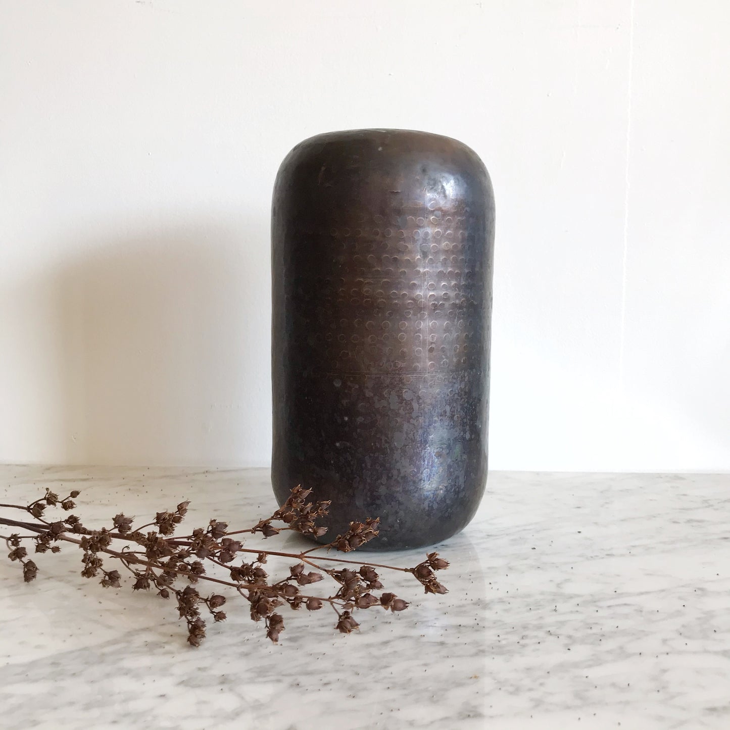 XL Vintage Hammered Bronze Vase