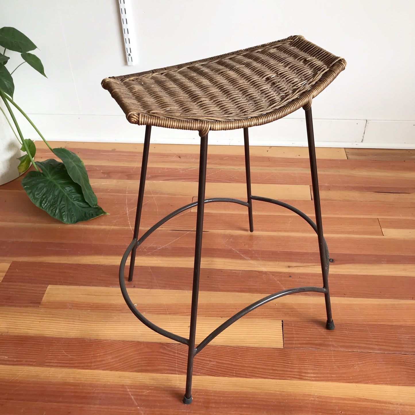 Pair of Vintage Wicker Stools, Attr. Arthur Umanoff
