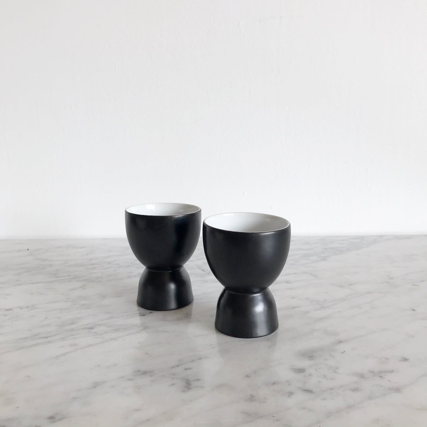 Pair of Vintage MCM Black + White Egg Cups