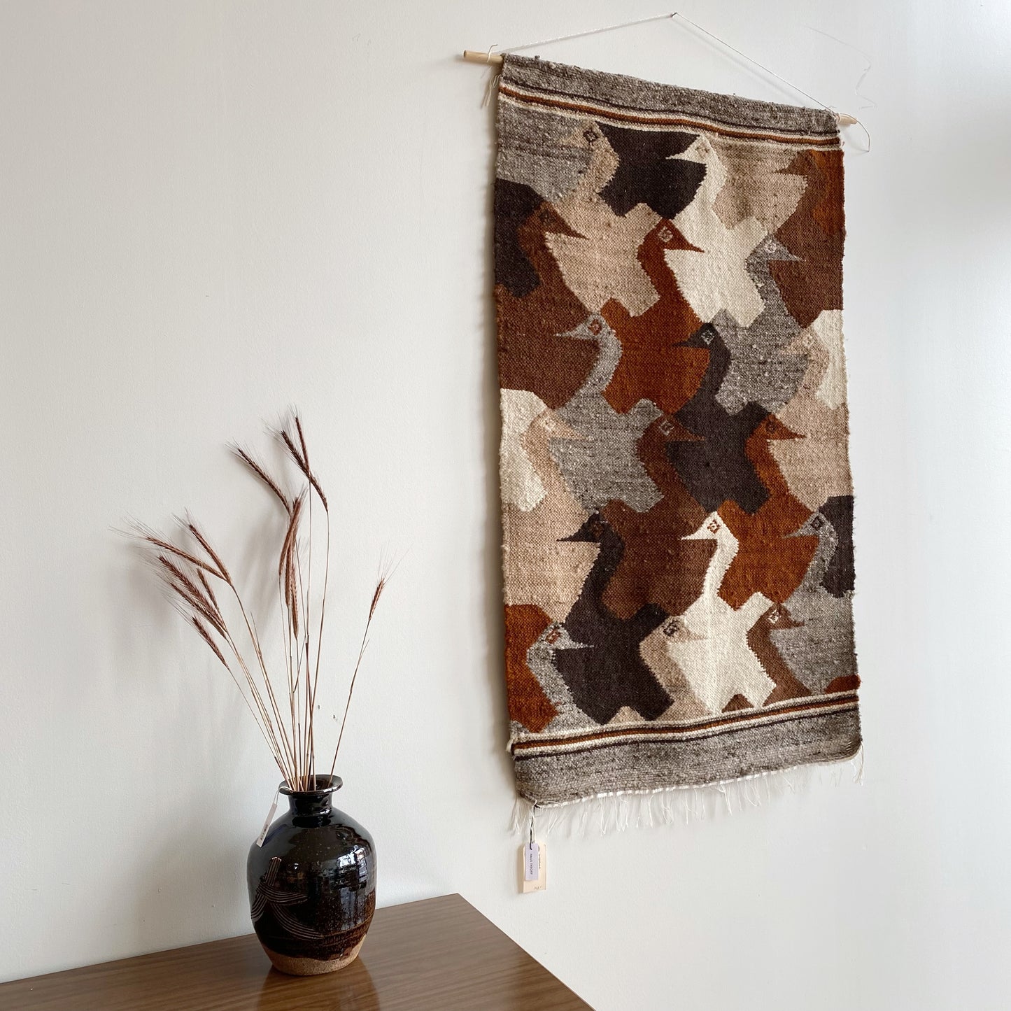 Vintage Handwoven Bird Textile (25.5 x 43)
