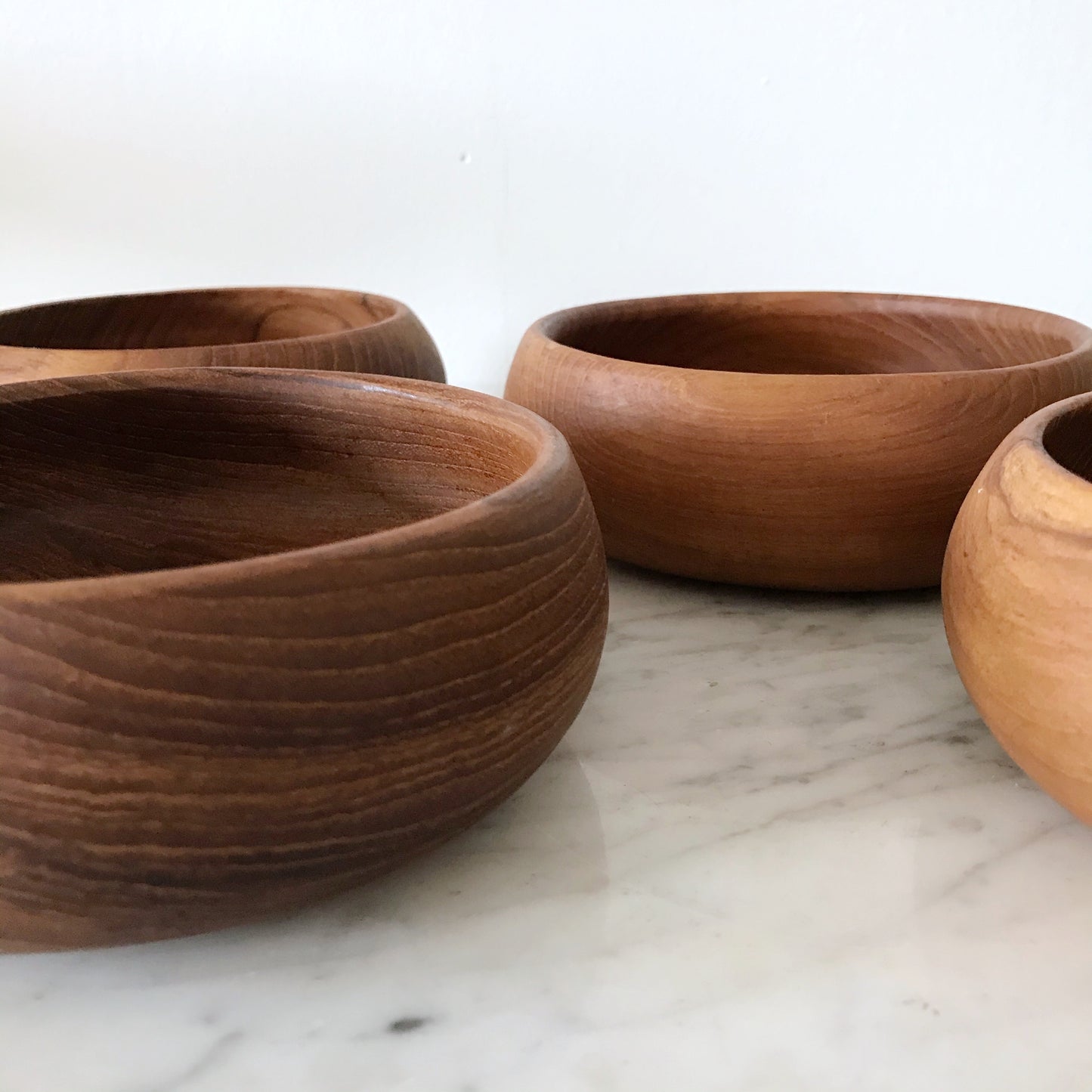 Set of 4 Vintage Turned Wood Bowls