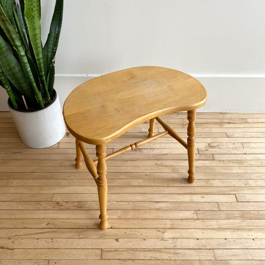 Vintage Wood Kidney Shaped Stool