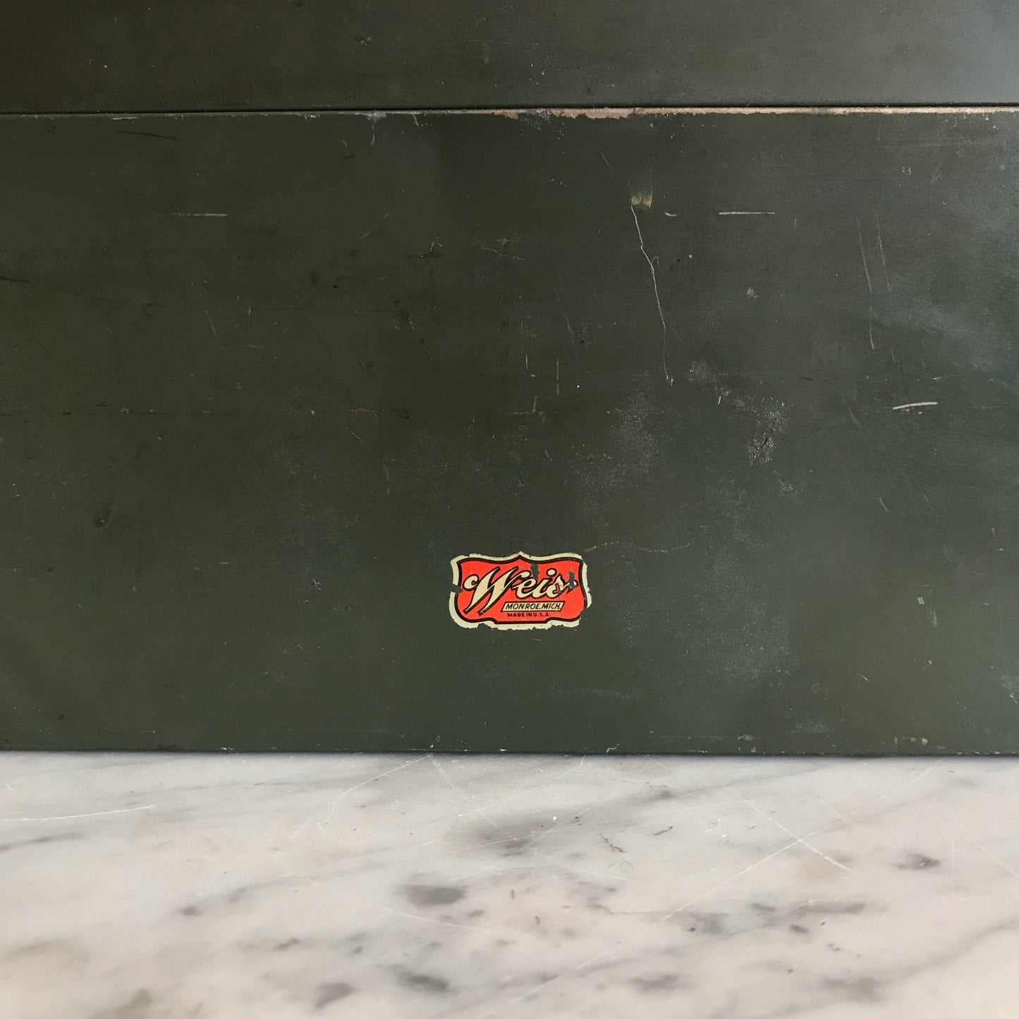 Vintage Green Metal Storage Box
