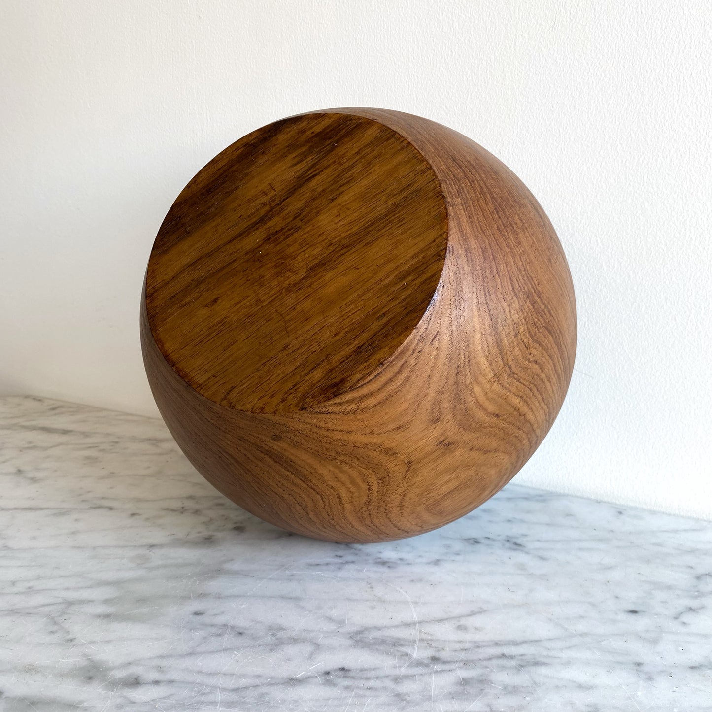 Large Vintage Wood Serving Bowl, 10"