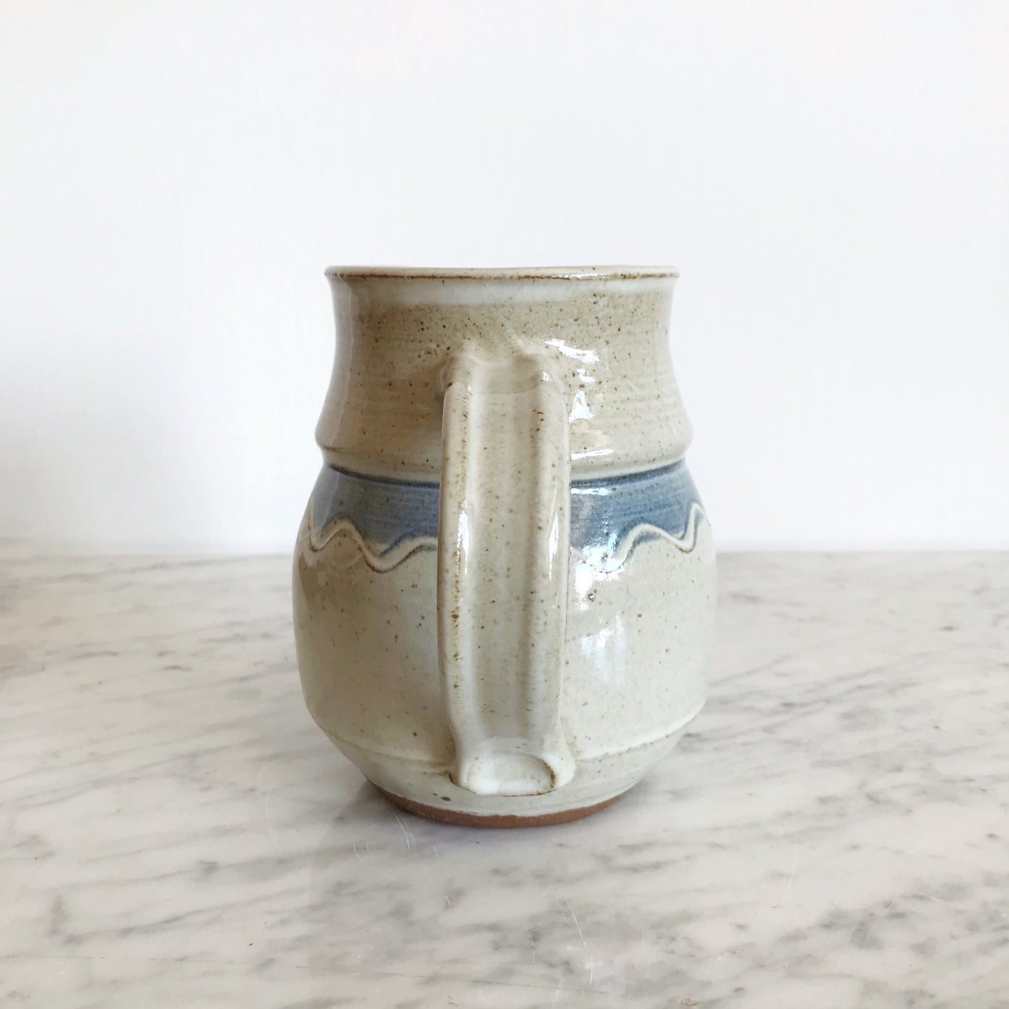 Vintage Stoneware Pitcher, Blue Wave