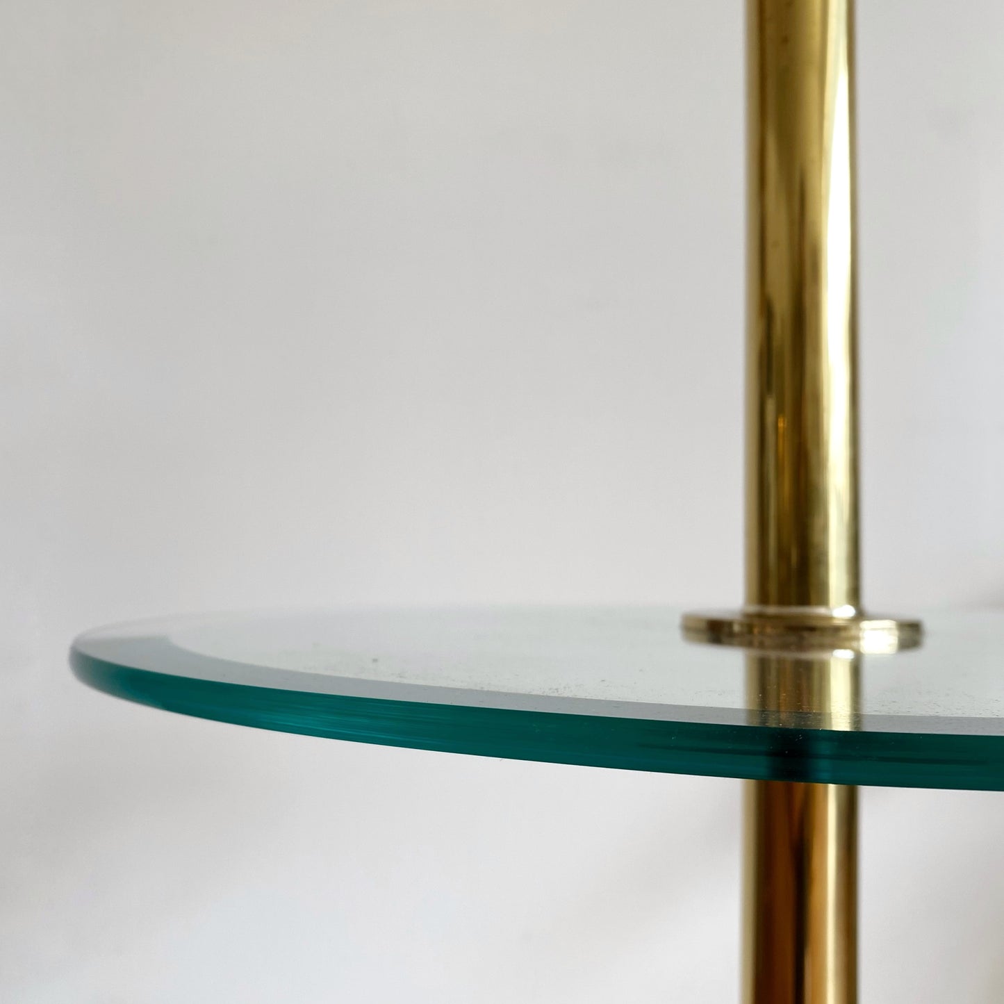 Vintage 80’s Deco Heavy Brass Floor Lamp with Glass Table