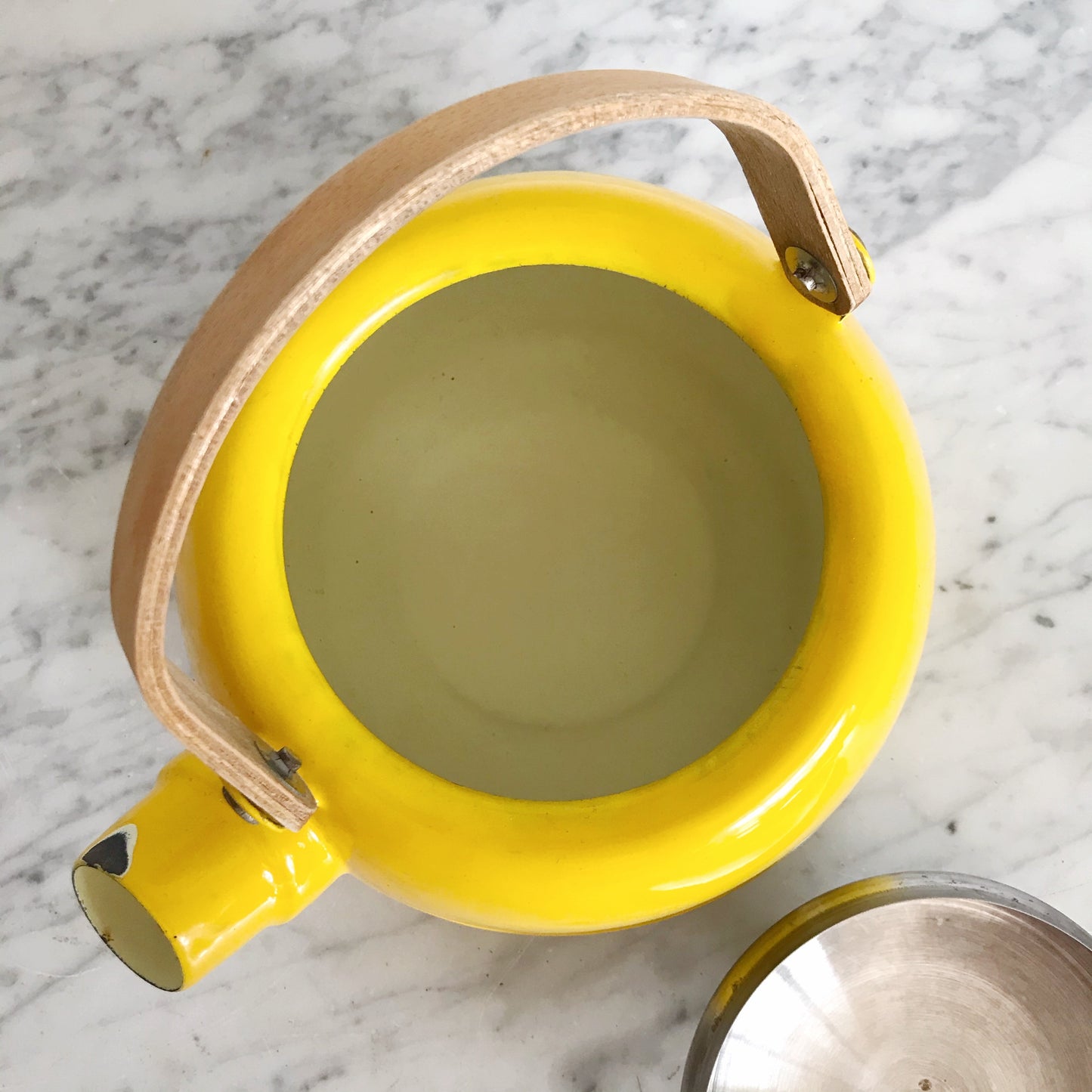 Vintage Yellow Enamel Kettle