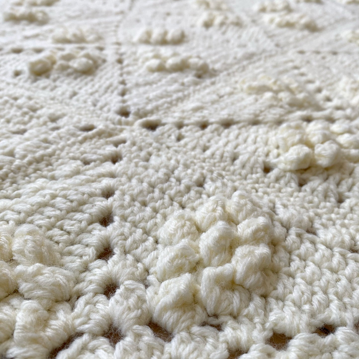 Vintage Hand-Stitched Baby Blanket, Ivory