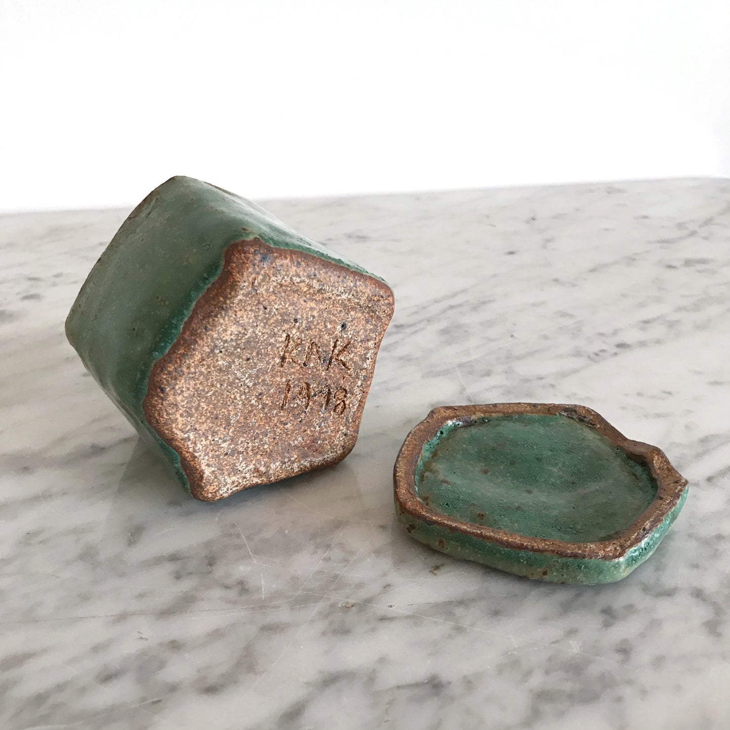 Handcrafted Hexagon Pottery Container