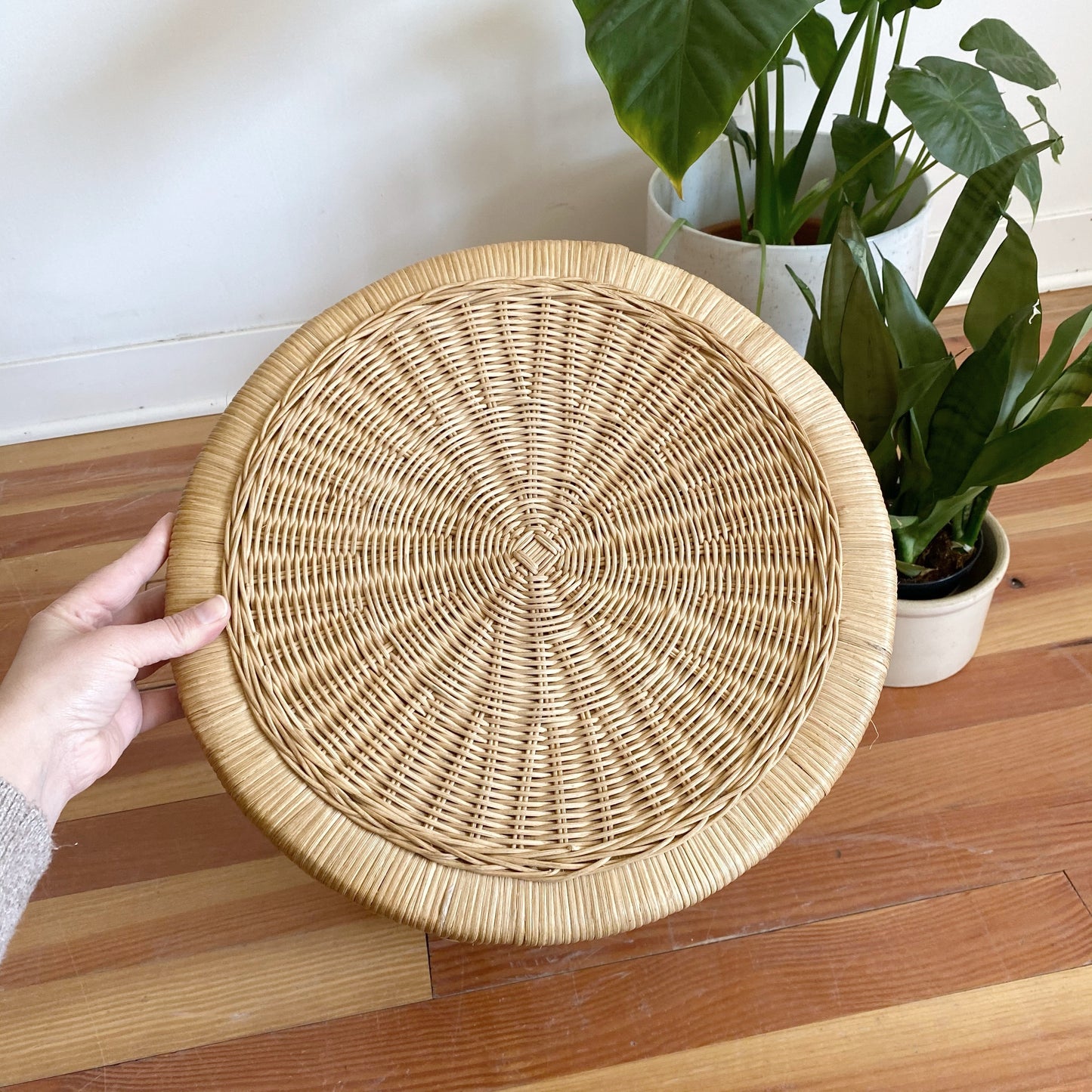 Vintage Wicker Stool / Plant Stand