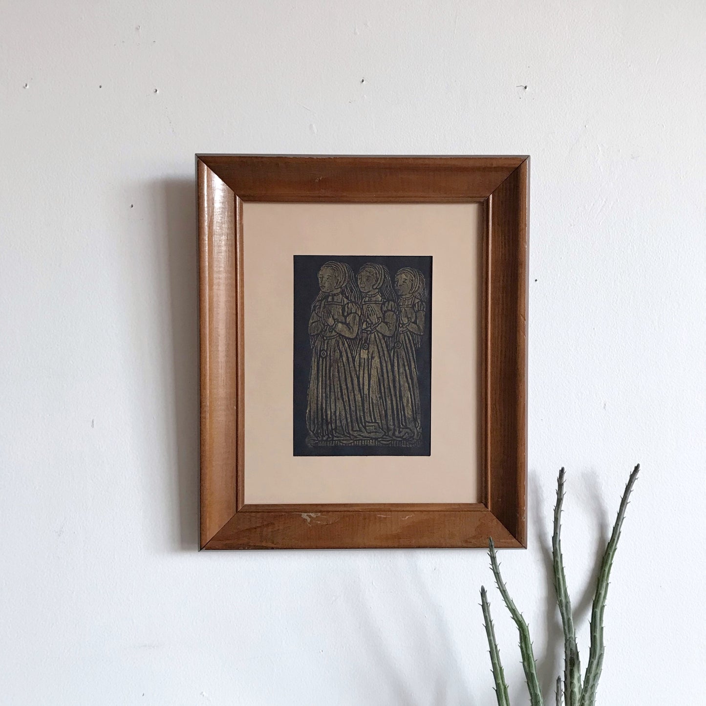 Vintage Framed Print with Figures (10 x 12)
