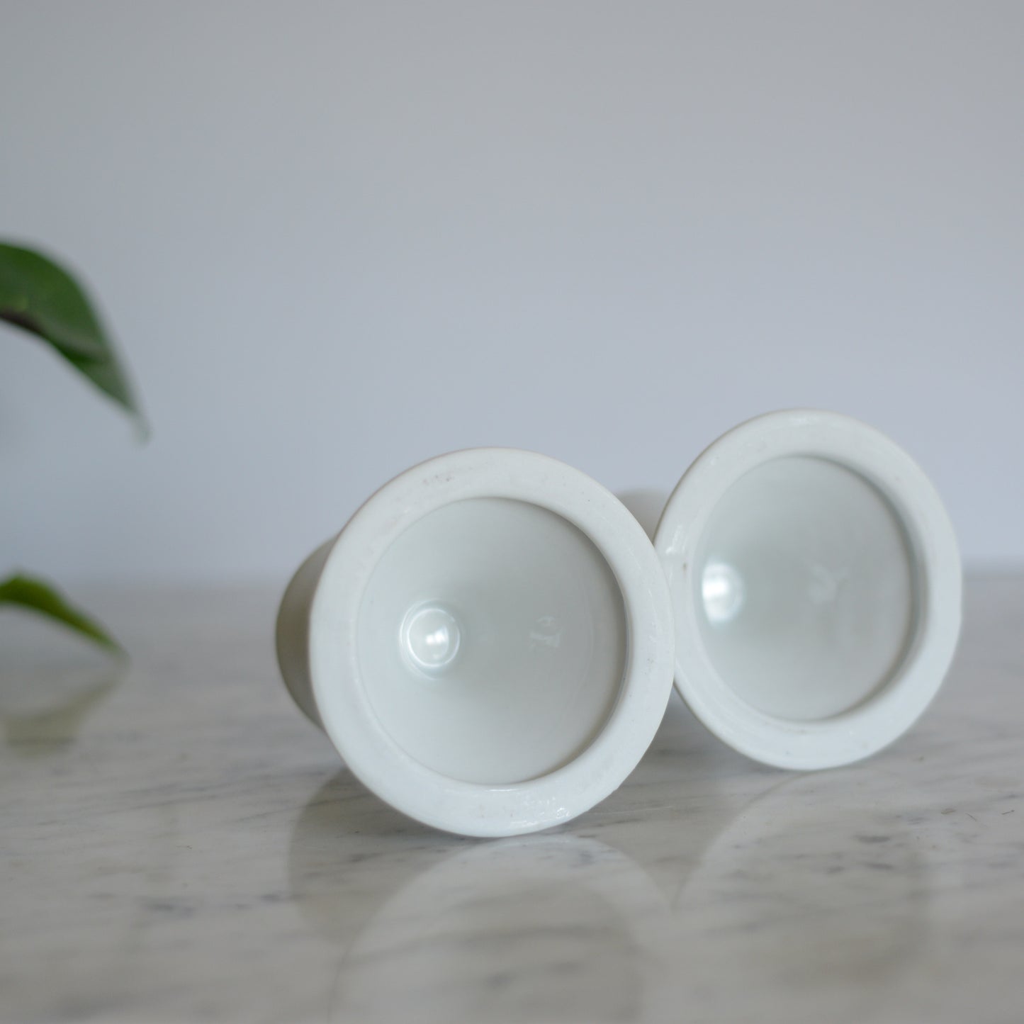 Pair of Simple Porcelain Candle Holders