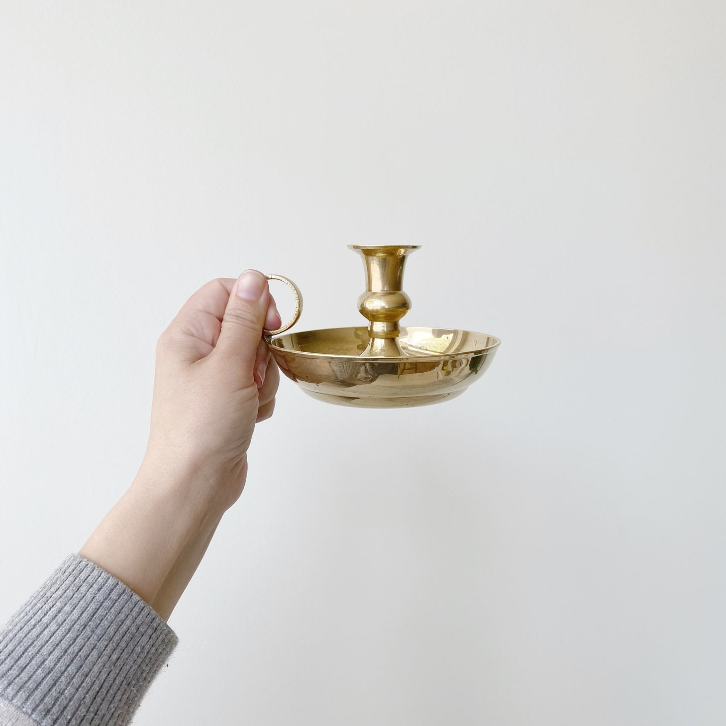 Vintage Solid Brass Candle Holder with Drip Tray