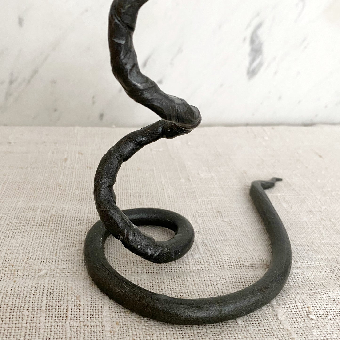Vintage Twisted Iron Candle Holder, 12.25"