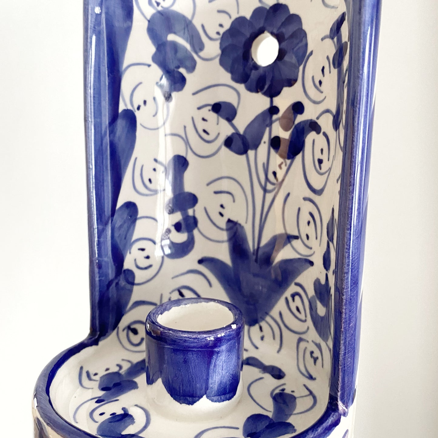 Vintage Hand-painted Ceramic Candle Sconce