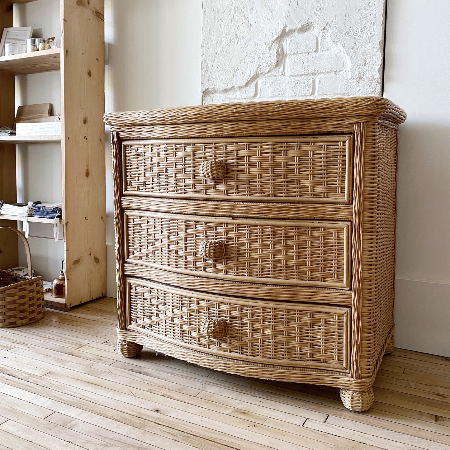 Vintage Natural Wicker Dresser