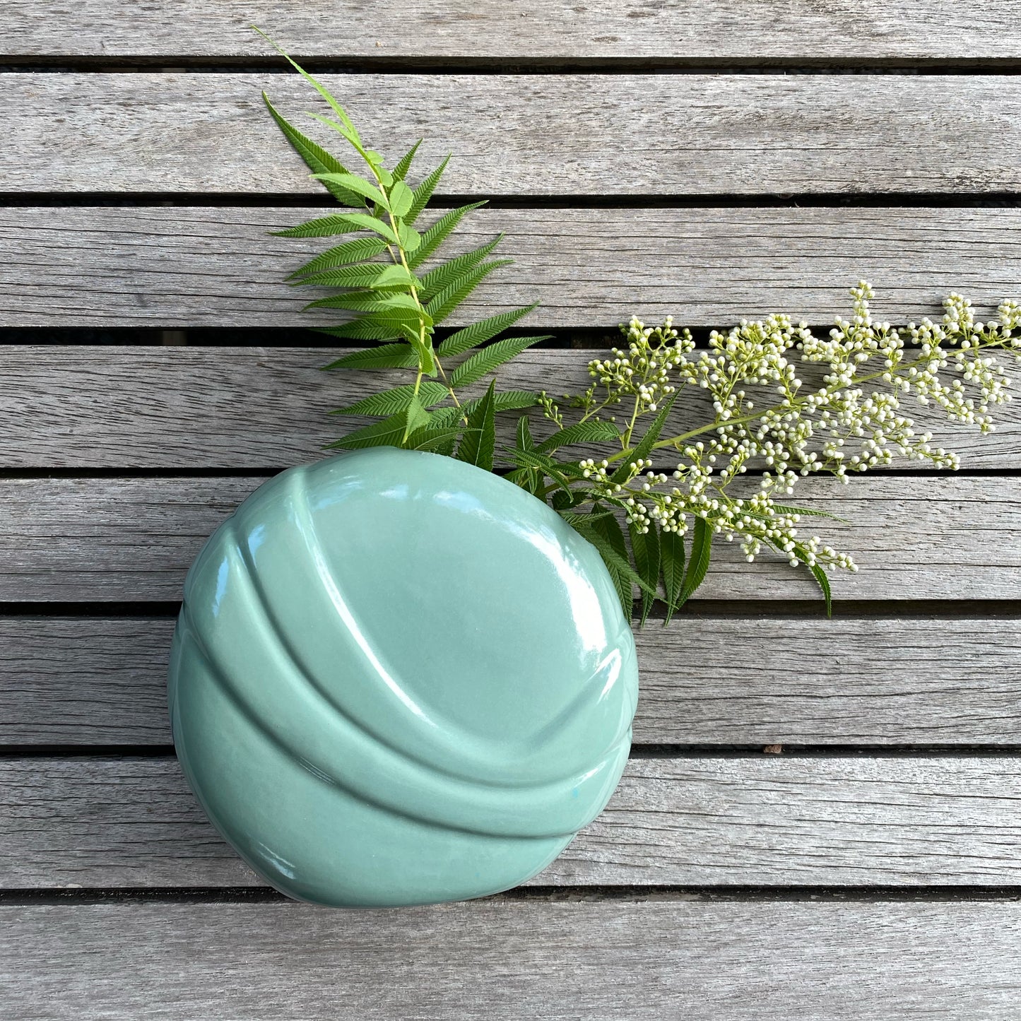 Vintage 80’s Minty Green Ceramic Vase