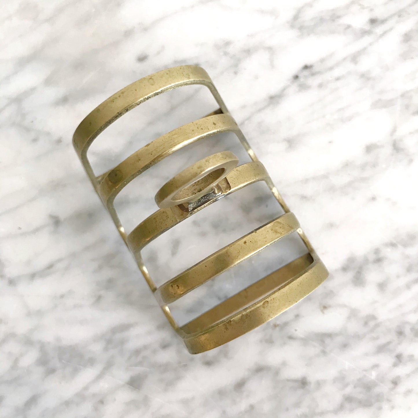 Vintage Brass Letter Holder w Circle Handle