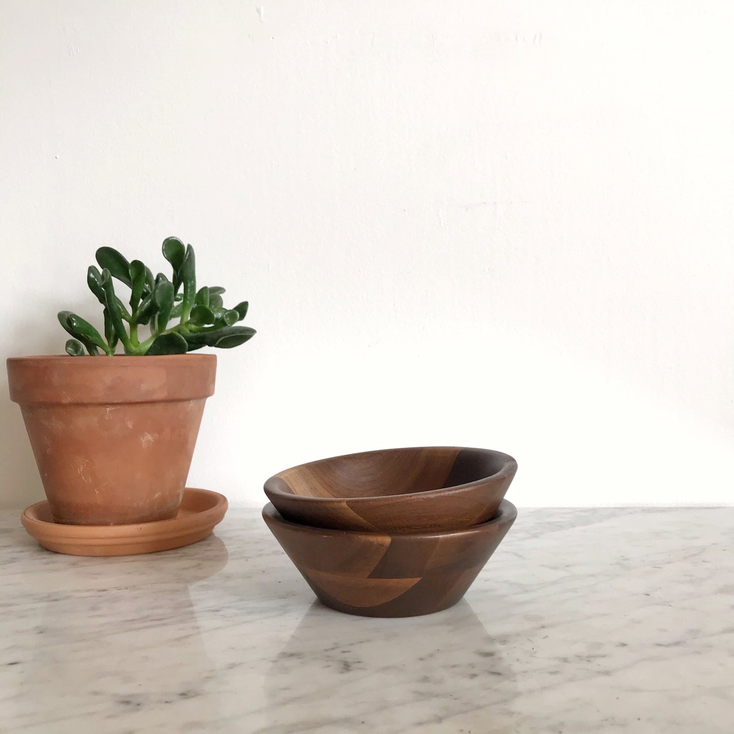 Pair of Vintage Turned Walnut Bowls