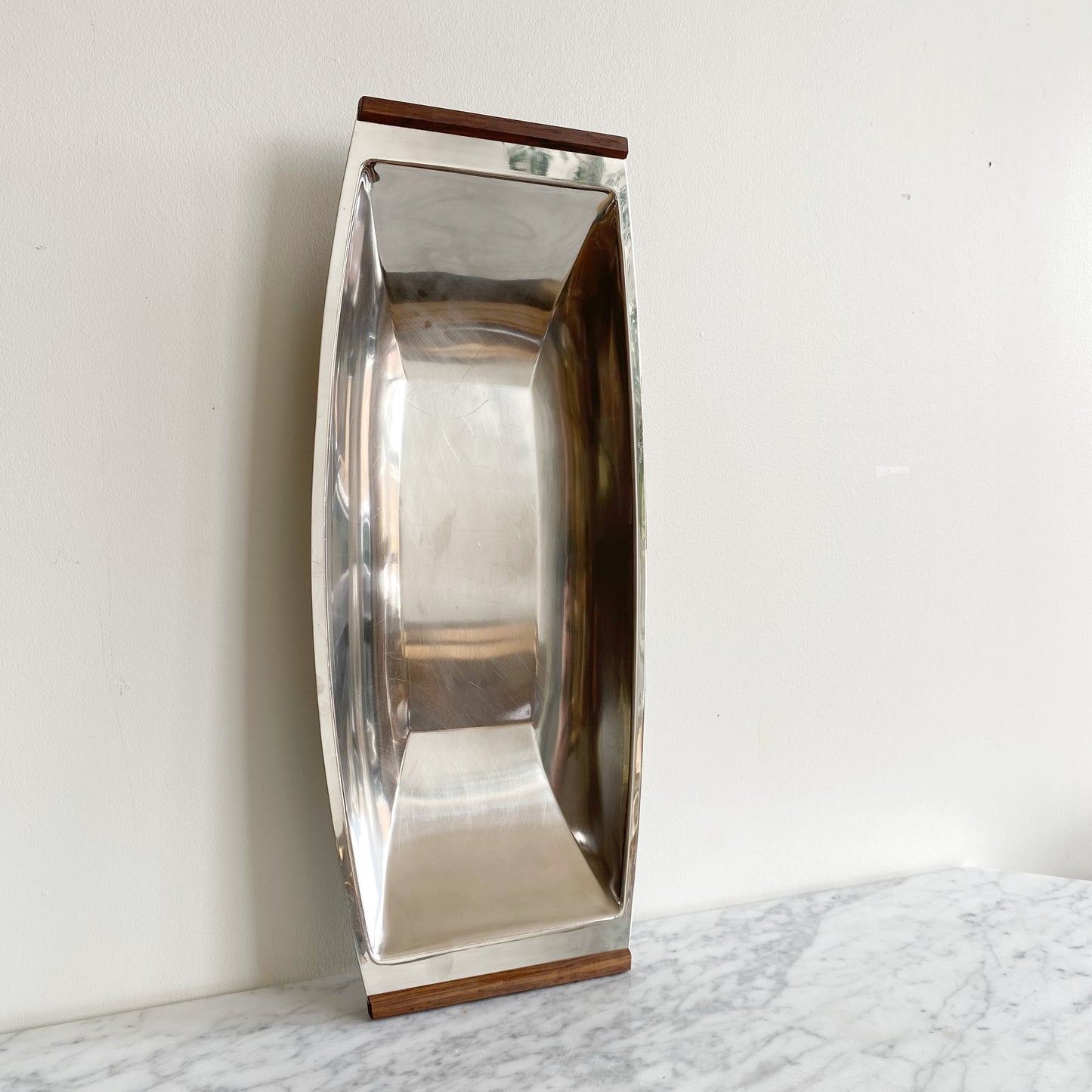 XL Vintage Danish Stainless Steel Serving Tray, 19"