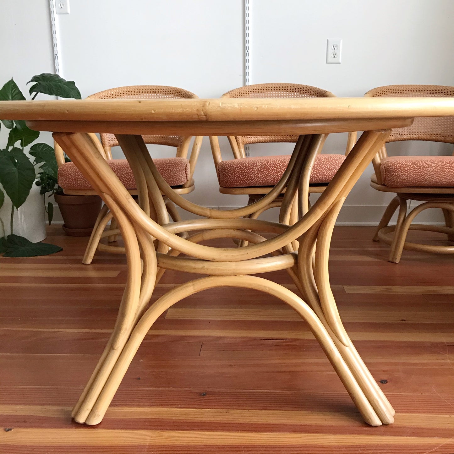 1960's Brown Jordan Rattan Dining Set, 5-pieces