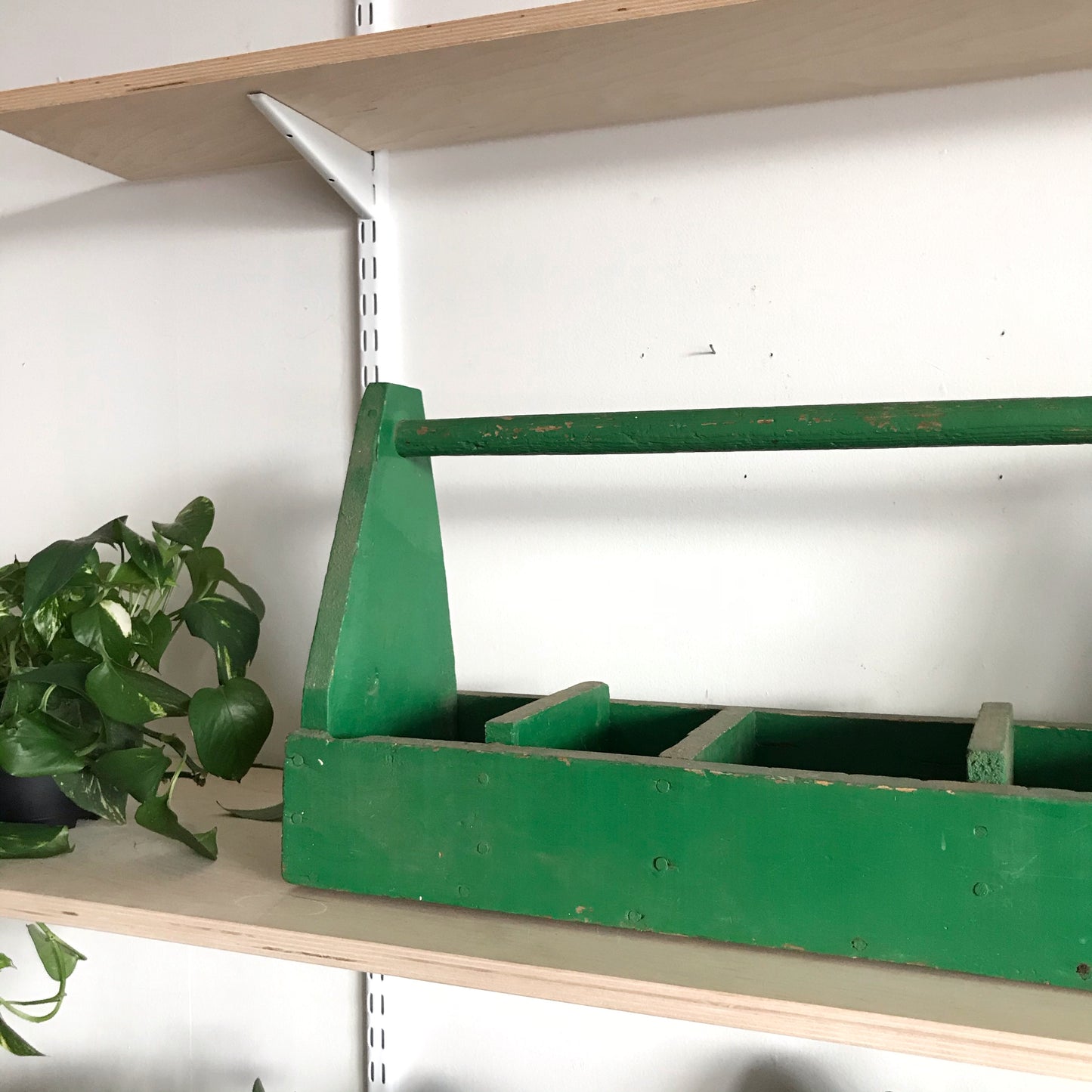XL Vintage Primitive Wooden Caddy Box, 28.5"