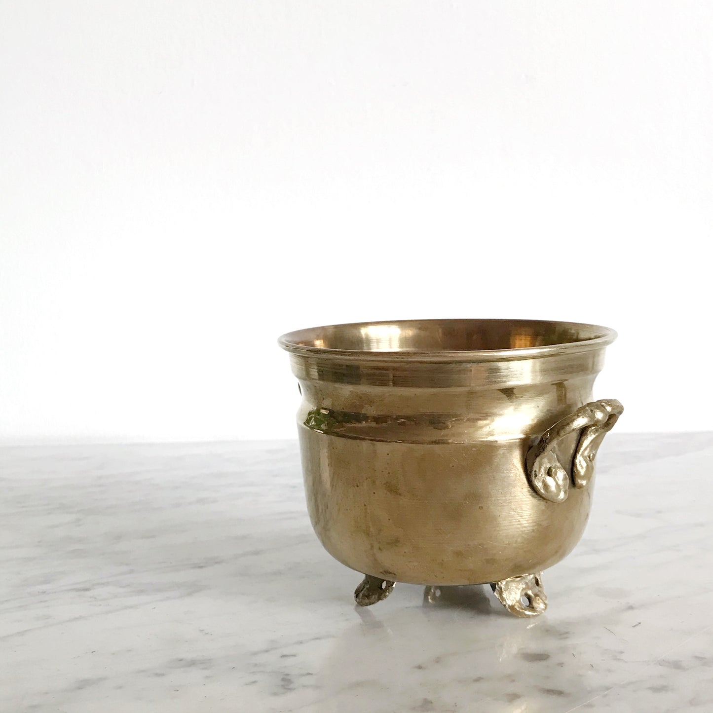 Cute Vintage Footed Brass Planter