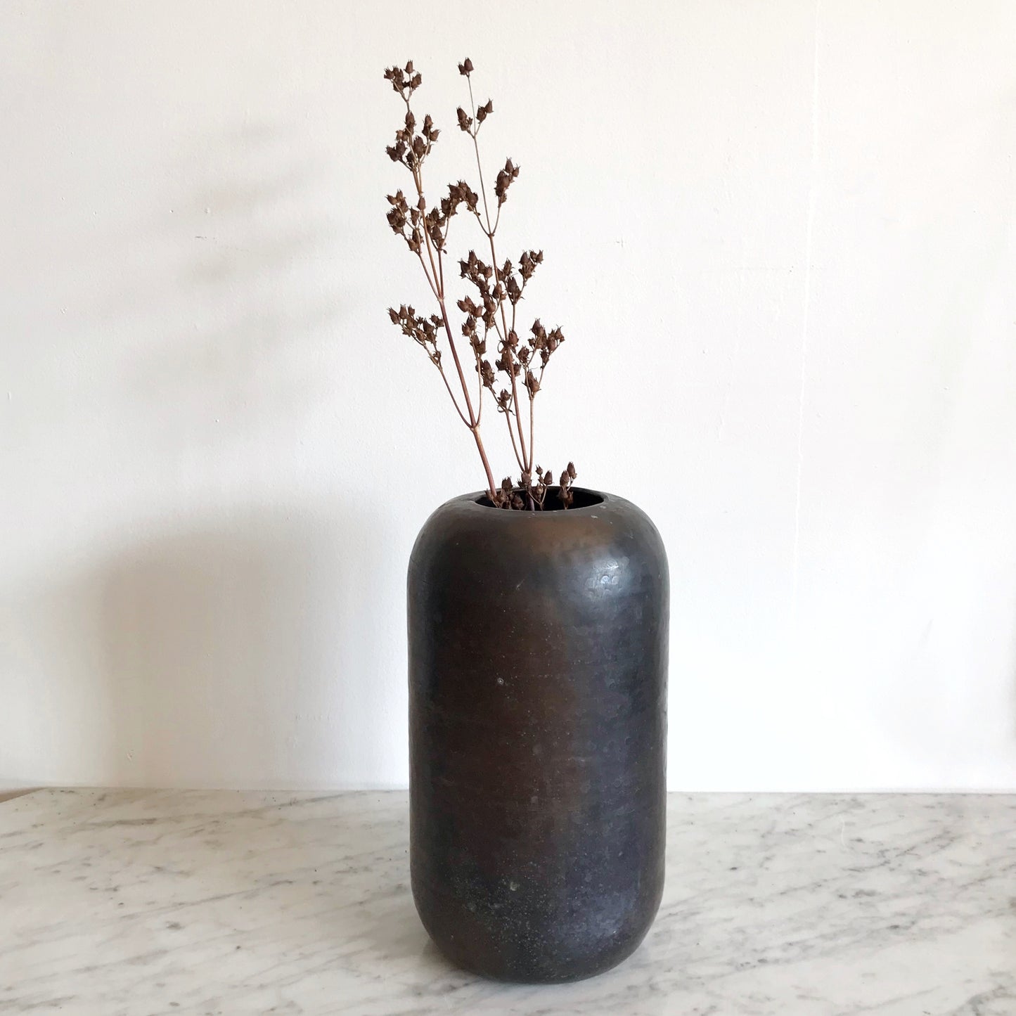 XL Vintage Hammered Bronze Vase
