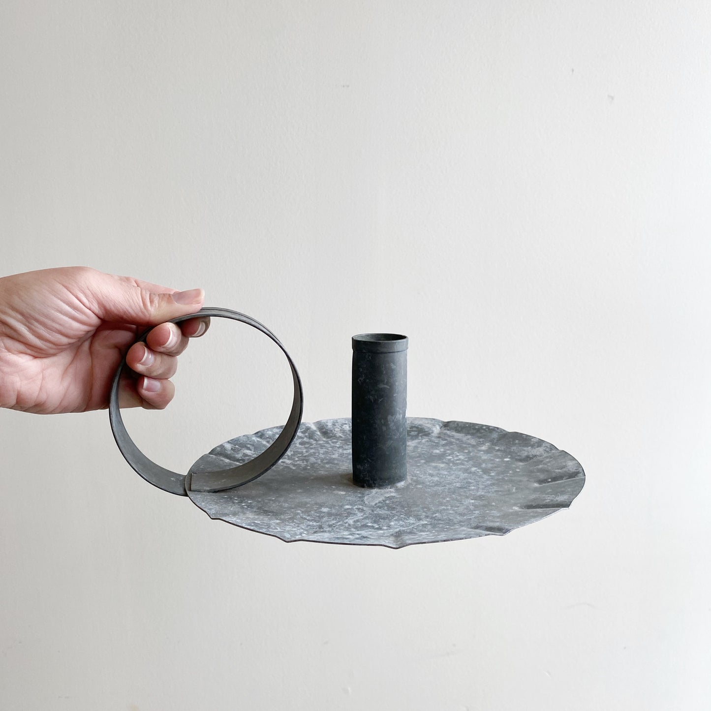 XL Galvanized Chamberstick Candle Holder