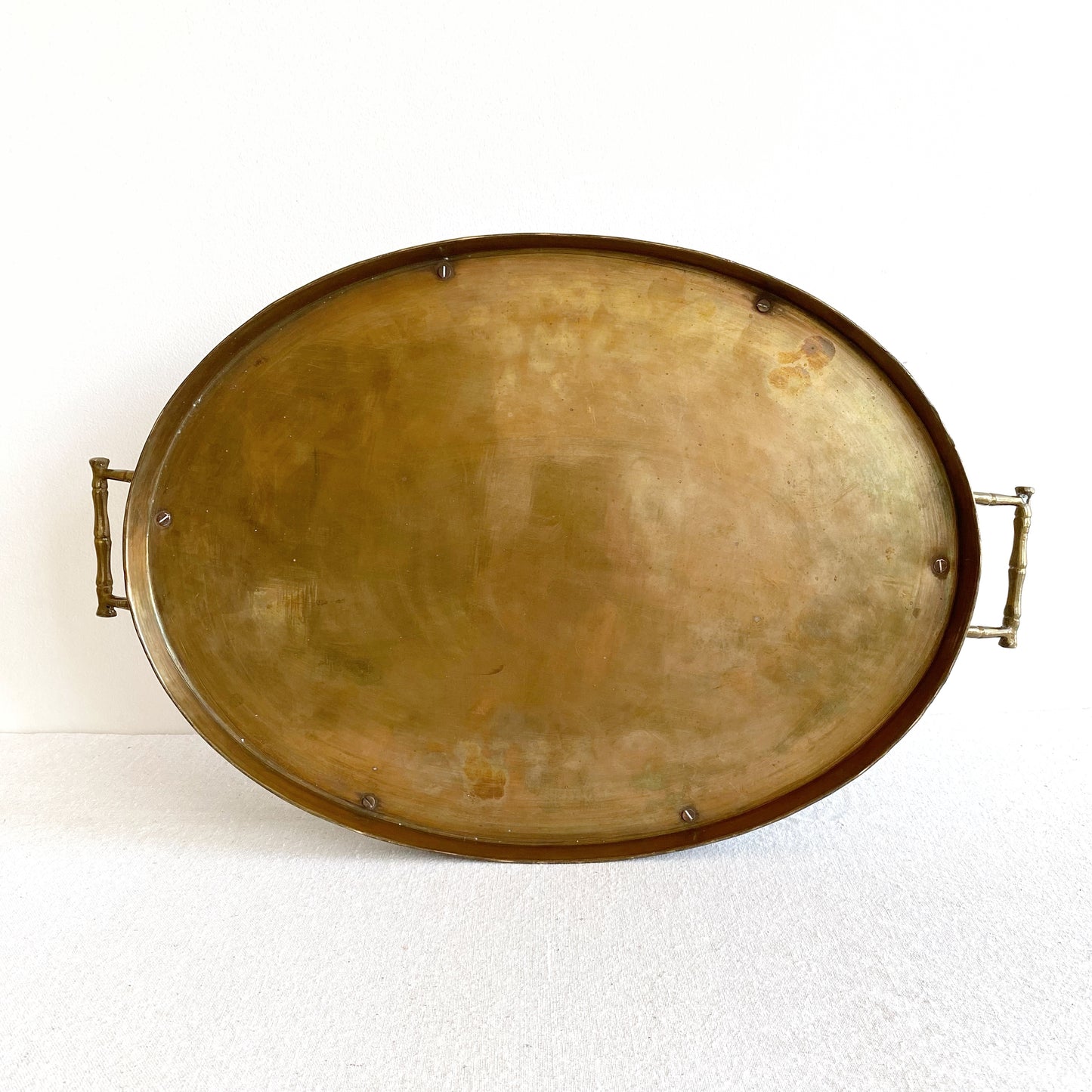 XL Vintage Brass Tray with Rail