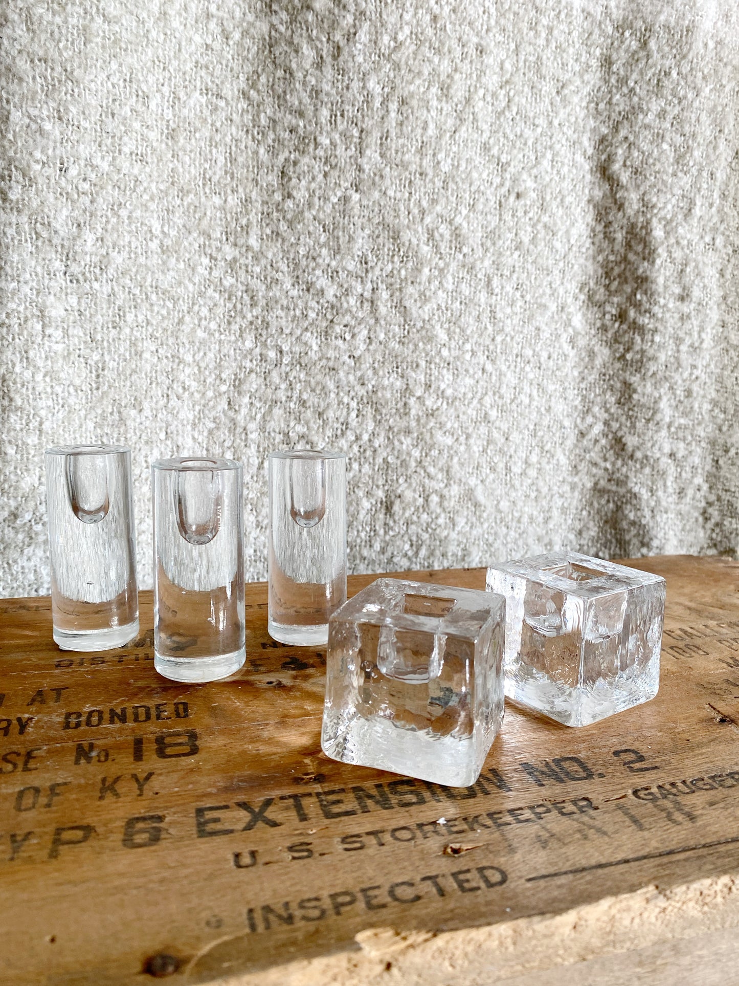 Pair of Crystal Cube Taper Holders