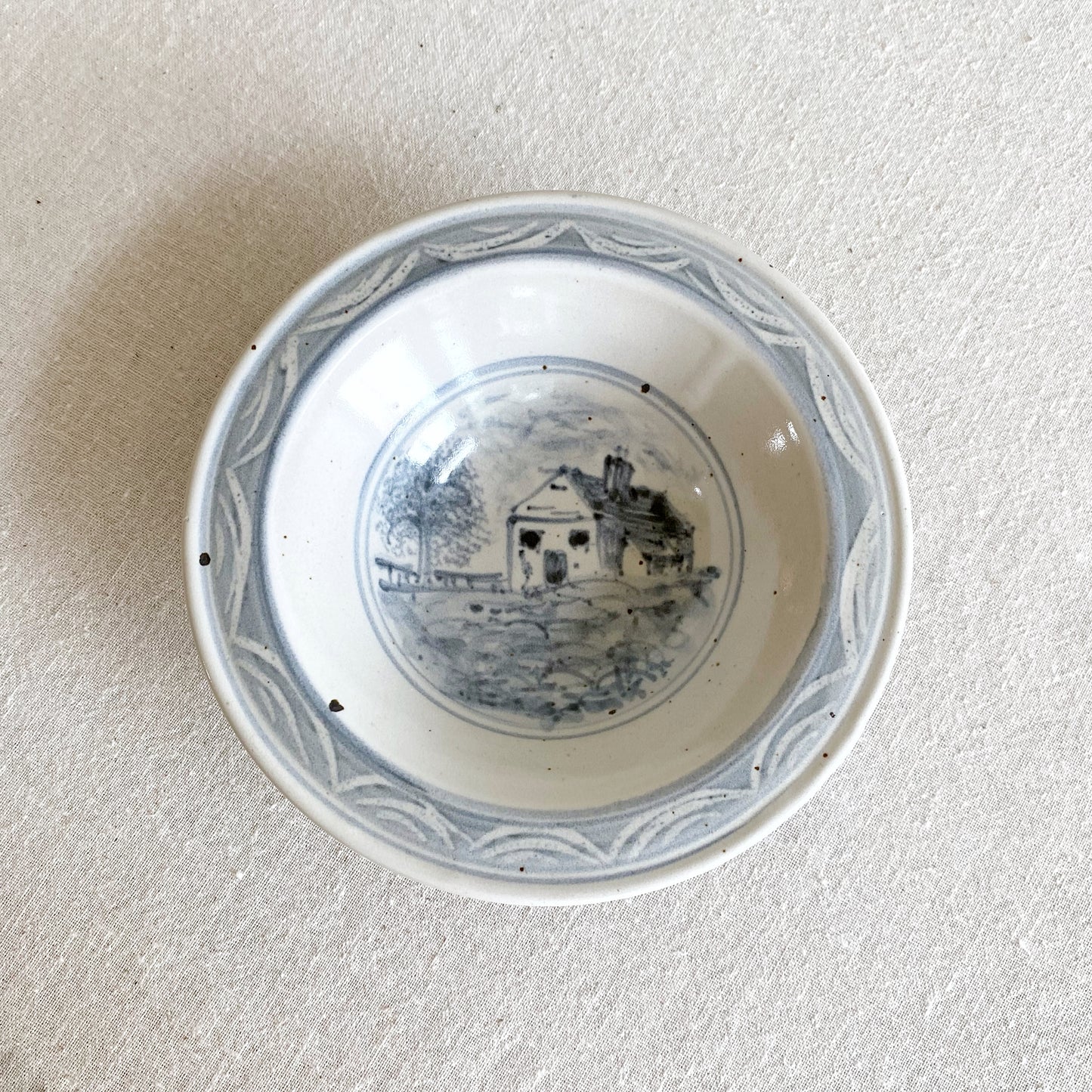 Vintage Hand-painted Dish with House