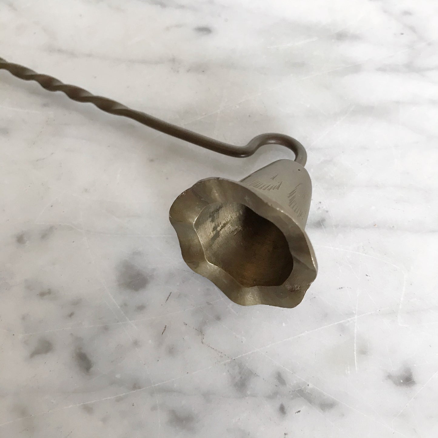 Vintage Etched Brass Candle Snuffer