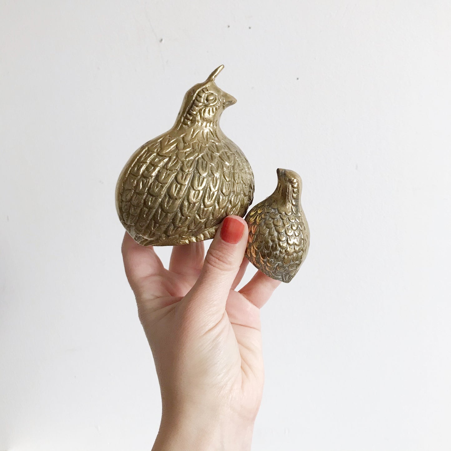 Pair of Darling Vintage Brass Quail