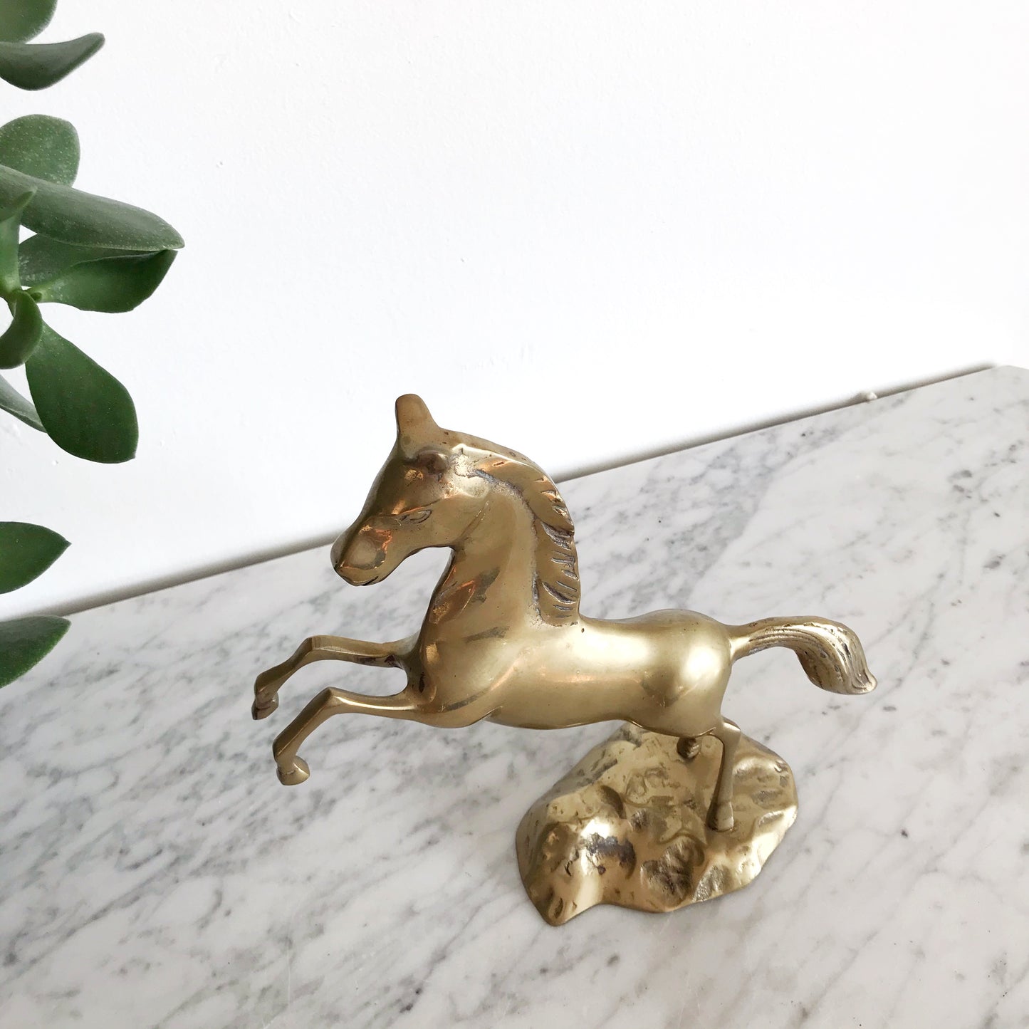 Large Vintage Brass Horse, 10”