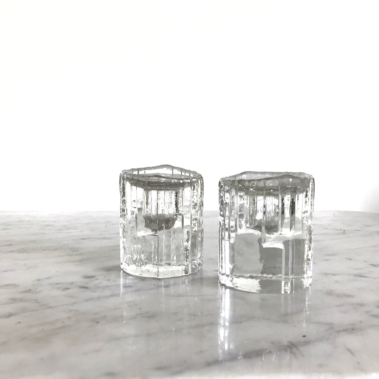 Pair of Glass Candle Holders, HUMPPILA Finland