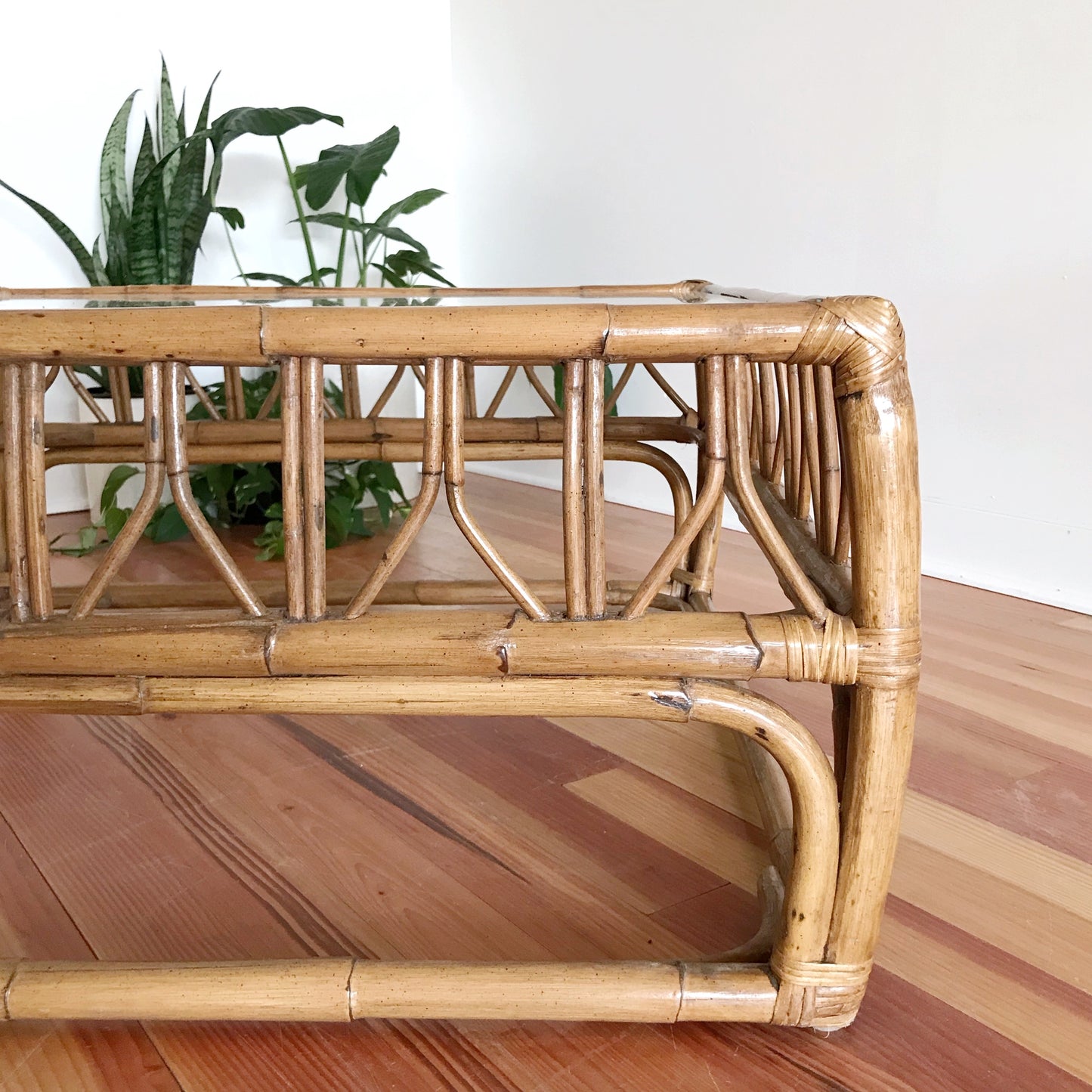 XL Vintage Rattan Coffee Table (38 x 38)