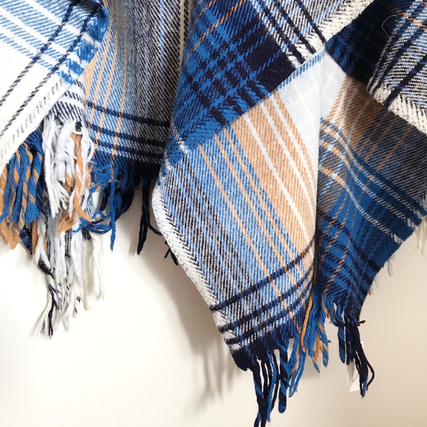 Vintage Blue Plaid Throw Blanket
