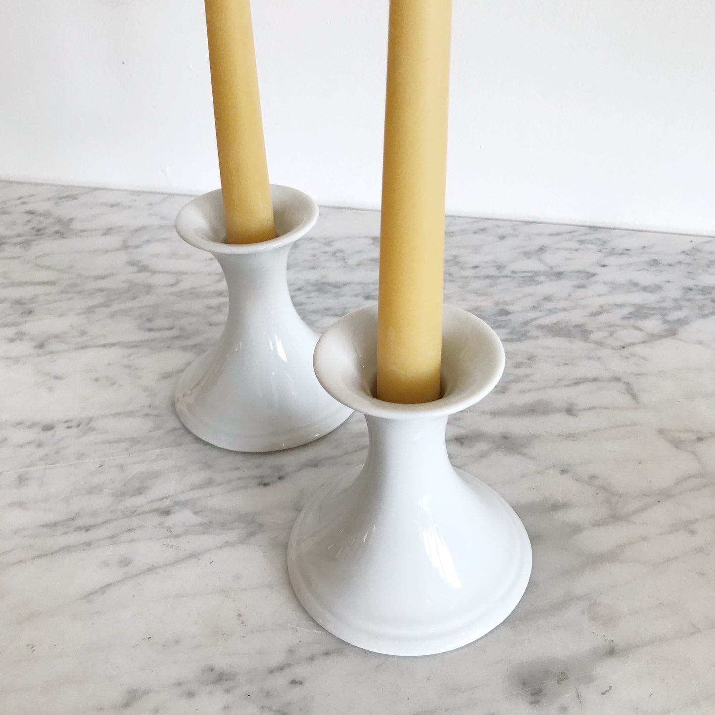 Pair of Simple Porcelain Candle Holders